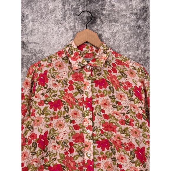 Outerknown Top XS Womens Silk Blend Floral Long Sleeve Button Shirt - Picture 2 of 8